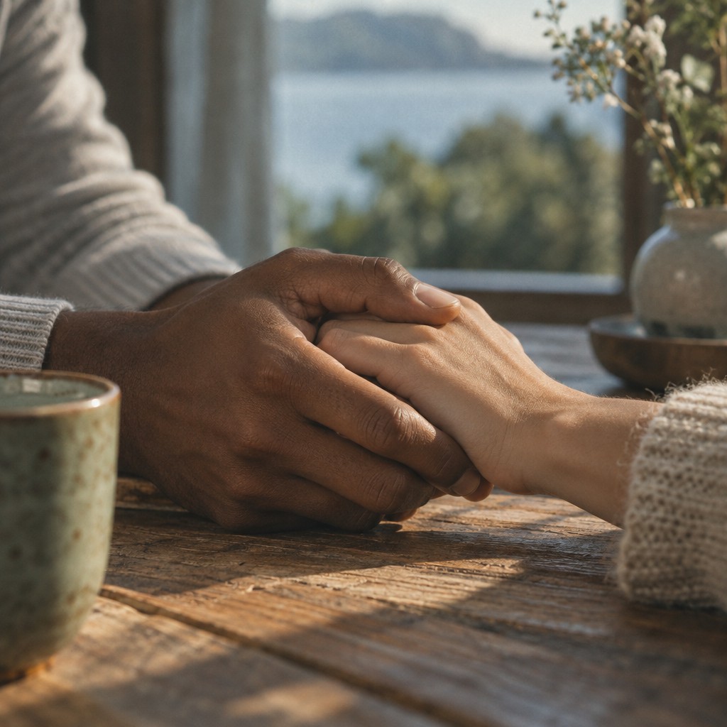 Two hands holding each other
